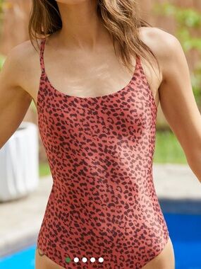 Aerie‎ Cheetah Print One Piece Tie Back Canyon Creek Full Coverage Swimsuit